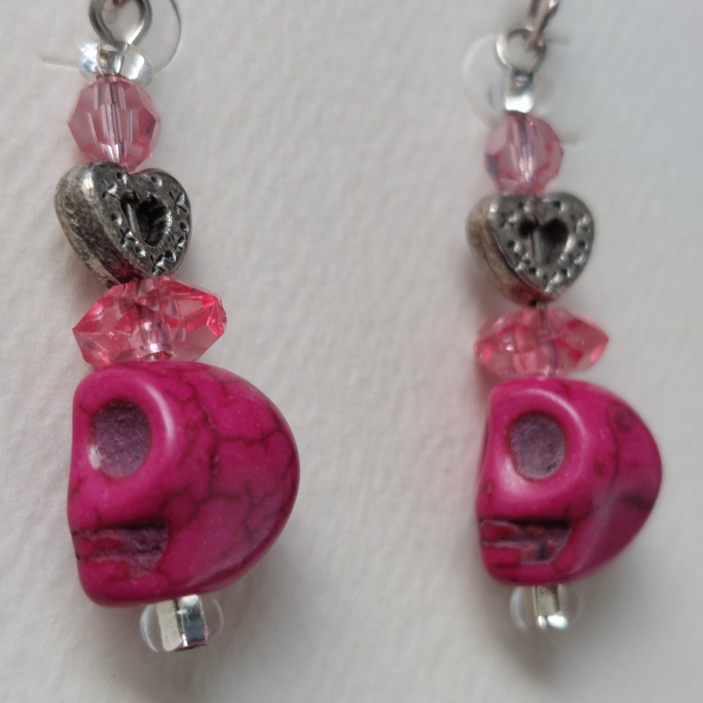 Skull Pierced Earrings Handcrafted